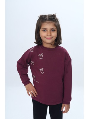 Toontoy Kız Çocuk Fiyonk Kabaran Baskılı Sweatshirt