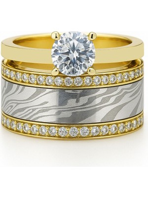 8 Ayar Altın Tektaşlı Alyans Yüzük 8A136