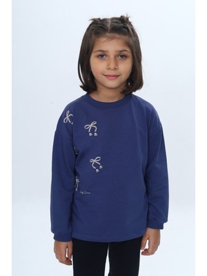Toontoy Kız Çocuk Fiyonk Kabaran Baskılı Sweatshirt