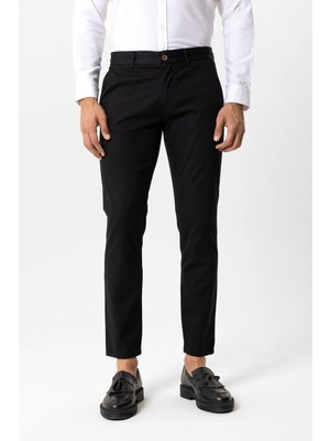 Back And Bond Siyah Slim Fit Pamuklu Yan Cep Chino Pantolon