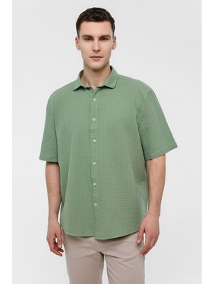 Adaçayı Regular Fit %100 Pamuk Kısa Kollu Gömlek