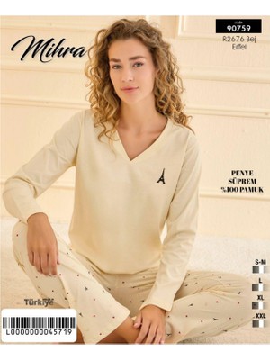 NemereSoft 90759 Kadın V Yaka Uzun Kol Pijama Takımı