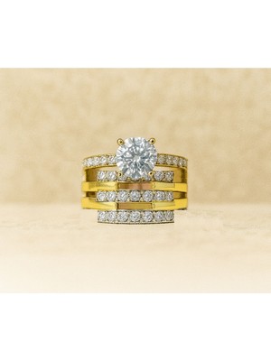 8 Ayar Altın Tektaşlı Alyans Yüzük 8A150