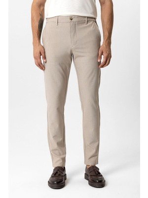 Back And Bond Bej Regular Fit Beli Lastikli Yan Cep Casual Pantolon