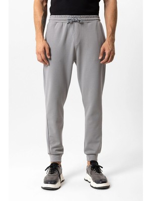 Gri Regular Fit Beli Bağcıklı Jogger Pantolon