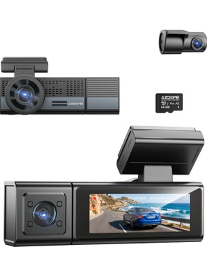 Azdome M500 4K 3 Kameralı Araç Içi Kamera