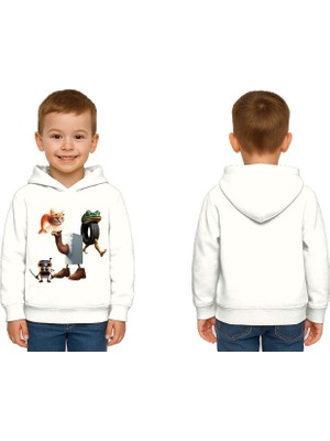 Sedirli Unisex Brainrot Baskılı Çocuk Swaetshirt Kapüşonlu 3 Iplik Şardonlu