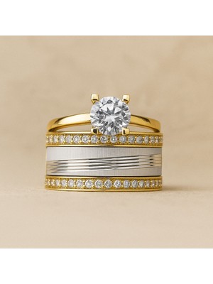 8 Ayar Altın Tektaşlı Alyans Yüzük 8A140