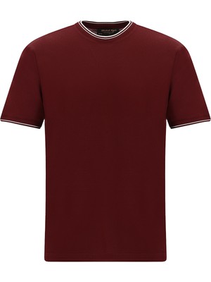 Abdullah Kiğılı Bisiklet Yaka Slim Fit Dar Kesim Desenli Merserize Pamuk T-shirt