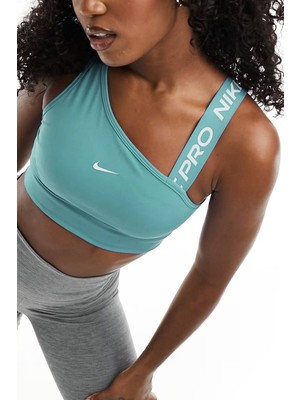 Nike Pro Swoosh Asymmetrical Women's Medium-Support Padded Sports Bra Kadın Antrenman Sporcu Sütyeni Bra Açık Mavi