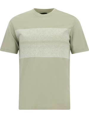 Abdullah Kiğılı Bisiklet Yaka Slim Fit Dar Kesim Desenli Merserize Pamuk T-shirt