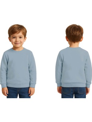 Sedirli Unisex Düz Baskısız Çocuk Sweatshirt  3 Iplik Şardonlu Kumaş