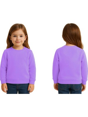 Sedirli Unisex Düz Baskısız Çocuk Sweatshirt  3 Iplik Şardonlu Kumaş