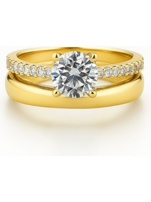 8 Ayar Altın Tektaşlı Alyans Yüzük 8A137