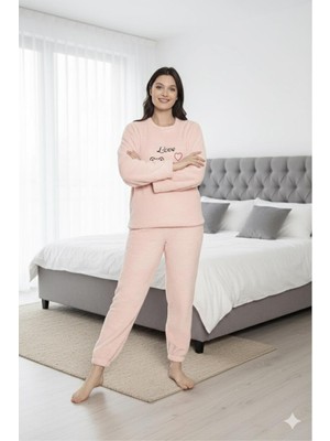 Sude Homewear Charme Ayıcık Kalpli Desen Peluş Genç Tkm