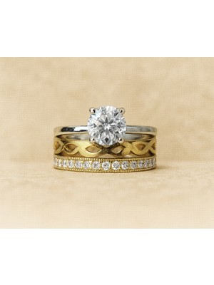 8 Ayar Altın Tektaşlı Alyans Yüzük 8A159