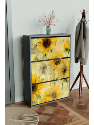 Hediyeler Kapında "günebakan" 3 Bölmeli Liovian Düşer Kapak Ayakkabılık