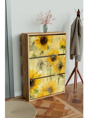 Hediyeler Kapında "günebakan" 3 Bölmeli Liovian Düşer Kapak Ayakkabılık