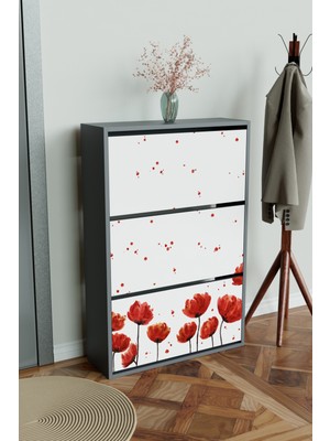 Hediyeler Kapında "red Anemone" 3 Bölmeli Liovian Düşer Kapak Ayakkabılık