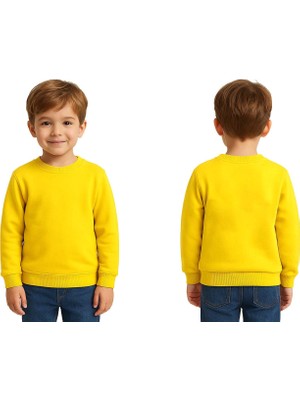 Sedirli Unisex Düz Baskısız Çocuk Sweatshirt  3 Iplik Şardonlu Kumaş