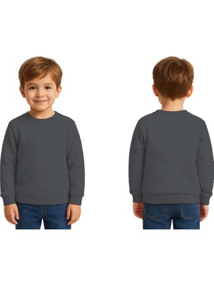 Sedirli Unisex Düz Baskısız Çocuk Sweatshirt  3 Iplik Şardonlu Kumaş