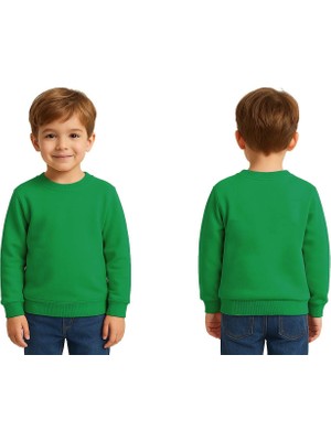 Sedirli Unisex Düz Baskısız Çocuk Sweatshirt  3 Iplik Şardonlu Kumaş