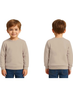 Sedirli Unisex Düz Baskısız Çocuk Sweatshirt  3 Iplik Şardonlu Kumaş