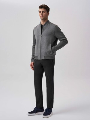 Bisse Bisse Studio Örgü Detaylı Çıtçıtlı Ribanalı Gri Mont BSMN25K25504_D55