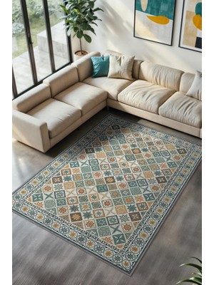 Homshtag Eklektik Oda Dekoru Için Renkli Kozaik Desenli Yıkanabilir Halı, Geometrik Retro Halı, Mozaik Halı