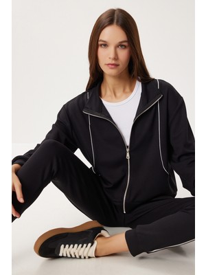 Happiness İstanbul Biye Detaylı Modal Alt-Üst Takım LCR0100 Siyah