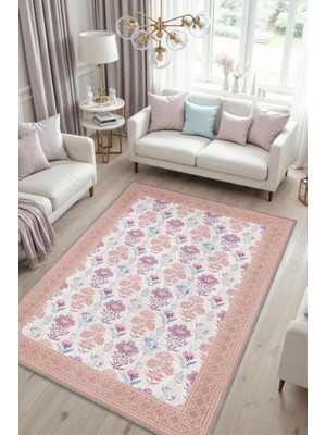 Homshtag Pastel Renkli Çiçekli Halı, Çok Renkli Sıcak Renkli Otantik Oturma Odası Halısı