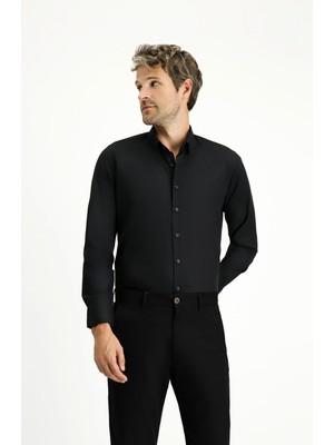Kiğılı Uzun Kol Slim Fit Dar Kesim Pamuk Klasik Gömlek