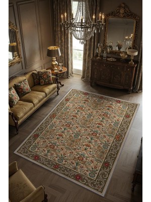 Homshtag Çiçek Desenli Salon Halısı, Maksimalist Ev Dekoru, Antik Halı, Yıkanabilir Geleneksel Halı