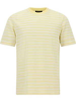 Abdullah Kiğılı Bisiklet Yaka Regular Fit Pamuk Nakışlı Çizgili T-shirt