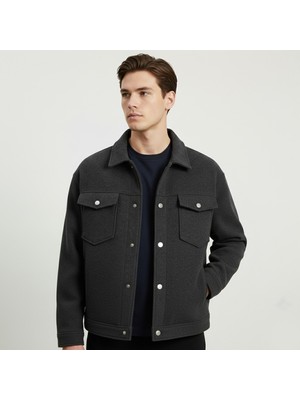 Jack & Jones Jack&Jones Ridgewood Melange Overshirt Erkek Siyah Ceket