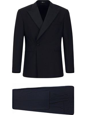 Kiğılı Oversize Ekstra Rahat Kalıp Sivri Yaka Kruvaze Smokin & Damatlık