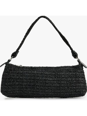 Koton Örgü Detaylı Fermuarlı Hasır Omuz Çantası