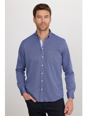Tudors Erkek Regular Fit Klasik Kesim Düğmeli Yaka Pamuklu Kolay Ütü Oxford Düz Gömlek