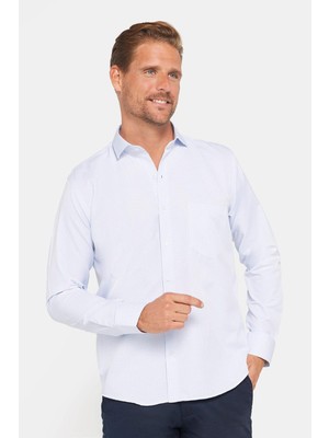 Tudors Erkek Regular Fit Klasik Kesim Tek Cepli Çizgili İtalyan Yaka Gömlek