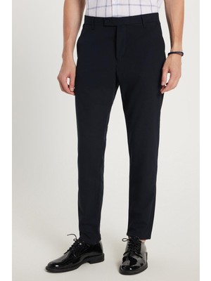Tudors Erkek Slim Fit Dar Kesim Chino Yandan Cepli Pamuklu Lacivert Pantolon