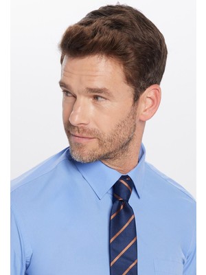 Tudors Erkek Regular Fit Klasik Kesim Pamuklu Kolay Ütü Düz Mavi Gömlek