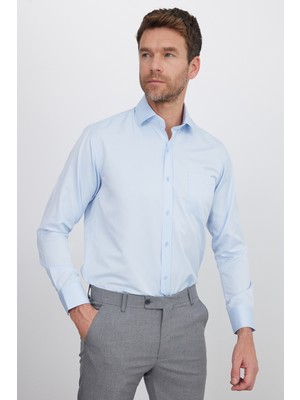 Tudors Erkek Regular Fit Klasik Kesim Pamuklu Düz Mavi Gömlek