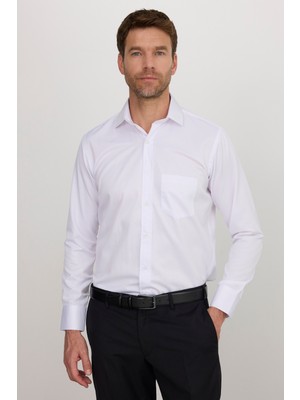 Tudors Erkek Regular Fit Klasik Kesim Pamuklu Düz Beyaz Gömlek