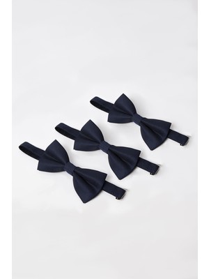 Tudors Lacivert Armürlü Desenli Erkek Papyon 3'lü Paket Şık ve Renkli Tasarım