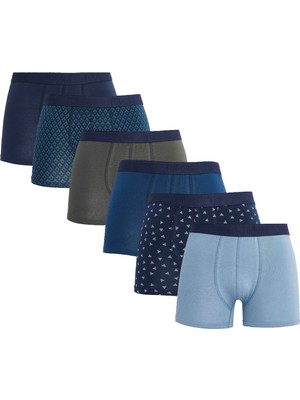 Tudors Erkek 6'lı Pamuklu Likralı Esnek Kumaş Premium Seri Boxer