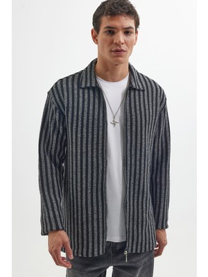 Tudors Erkek Relax Fit Rahat Kesim Oduncu Apaş Yaka Fermuarlı Kışlık Gömlek