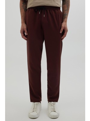 Tudors Erkek Regular Fit Beli Lastikli Bağcıklı Jogger Kiremit Pantolon Rahat Kesim Yan Cepli