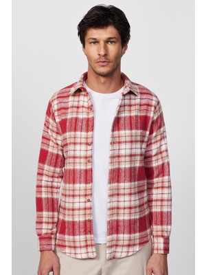 Tudors Erkek Slim Fit Dar Kesim Uzun Kollu Kareli Kışlık Oduncu Gömlek