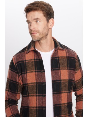 Tudors Erkek Slim Fit Dar Kesim Oduncu Kareli Kışlık Gömlek