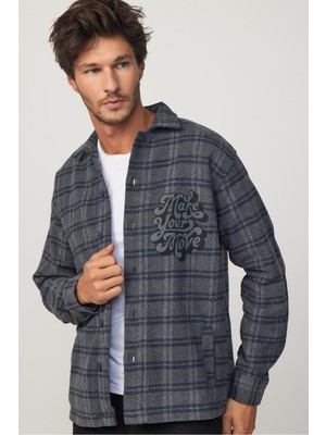 Tudors Unisex Relax Fit Rahat Kesim Uzun Kollu Çift Cepli Kareli Kışlık Oduncu Apaş Yaka Gömlek